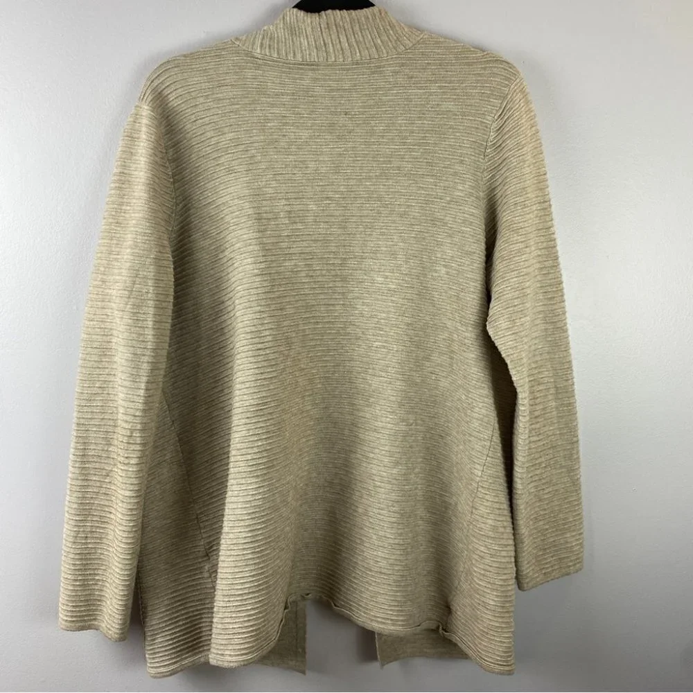 ✨3/$20✨ Cyrus Open Front Long Sleeve Pockets Ribbed Knit Cardigan Large Cream - Picture 7 of 8